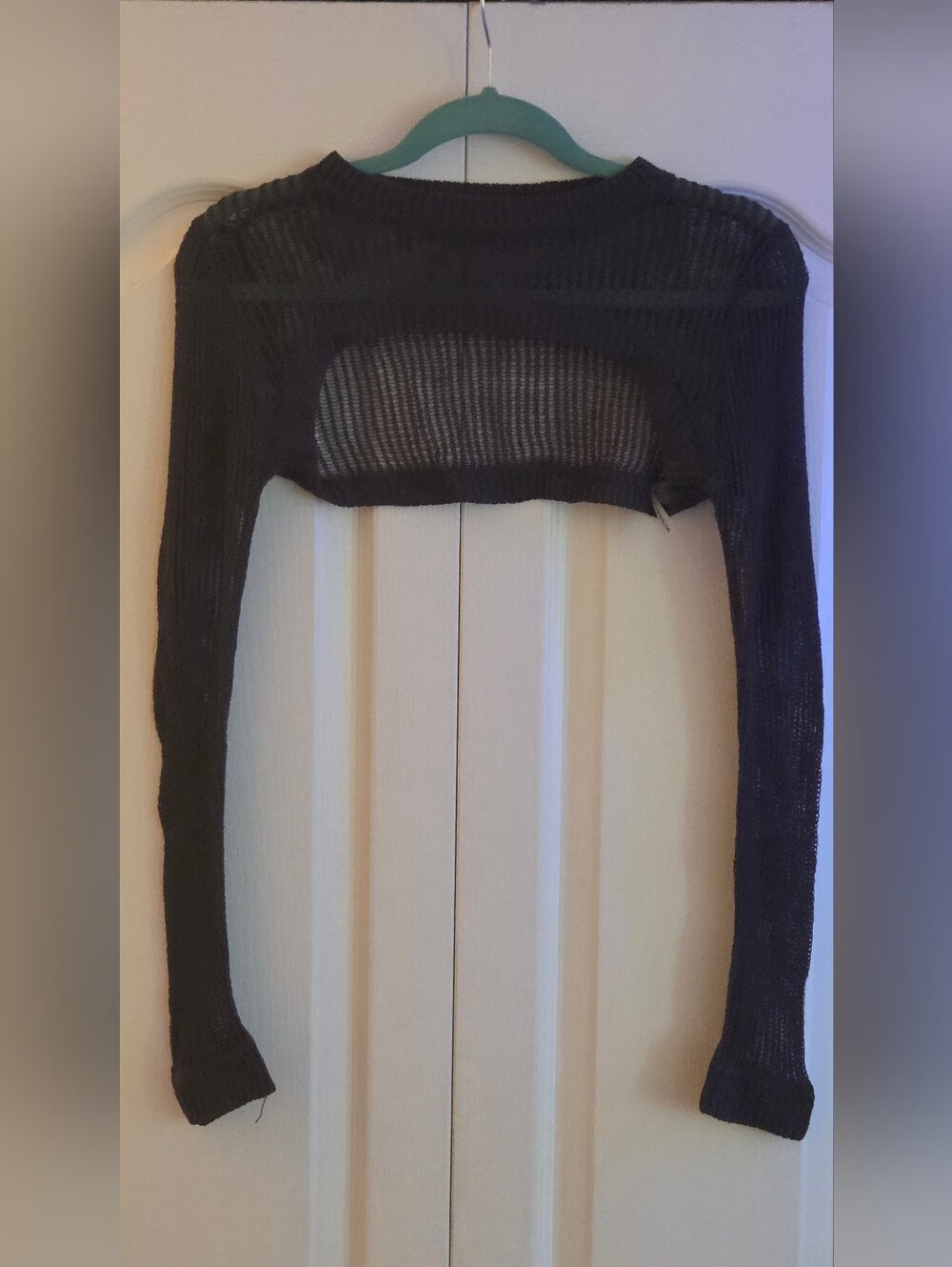 SHEIN Black Sheer Cropped Knit Bolero